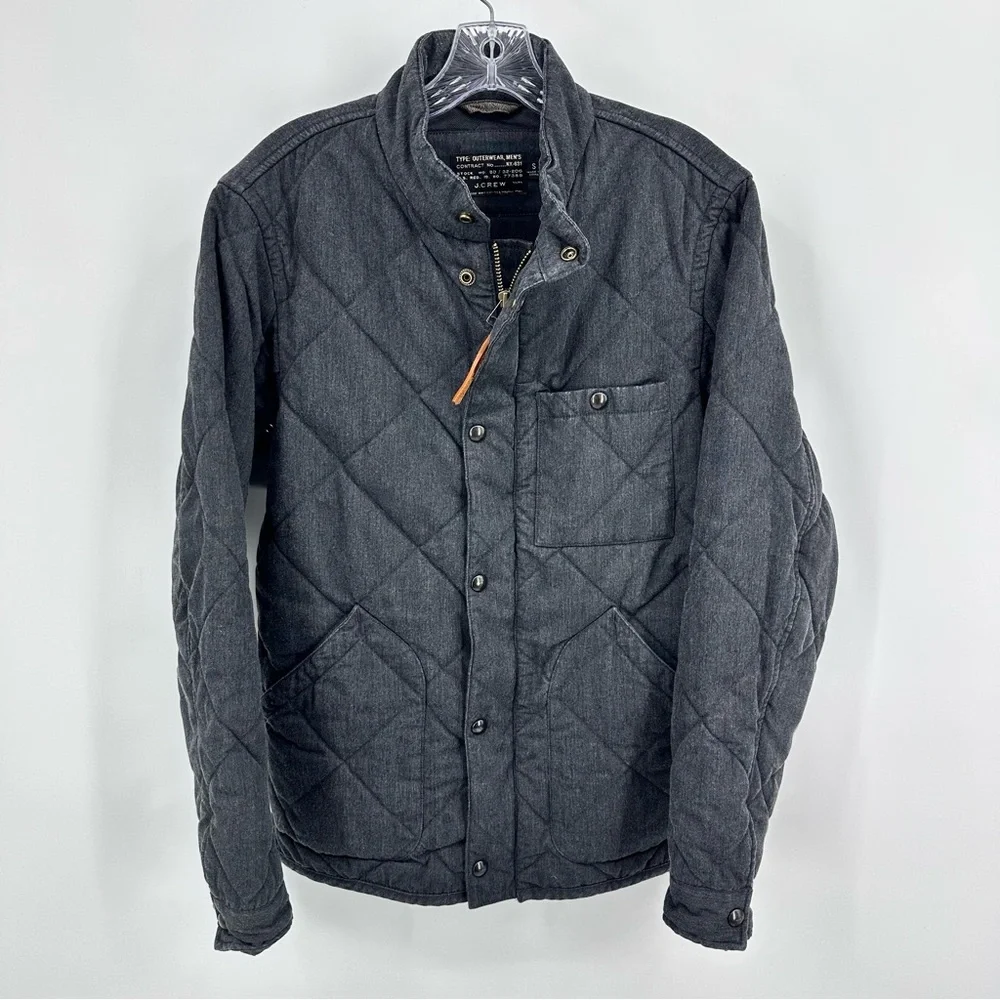 J. Crew Sussex Quilted Jacket Black Gray Size S
